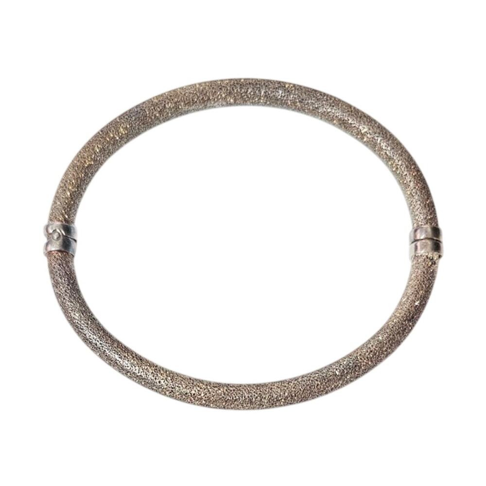 Vintage Milor Italy 925 Sterling Silver Diamond Dust Textured Bangle Bracelet
